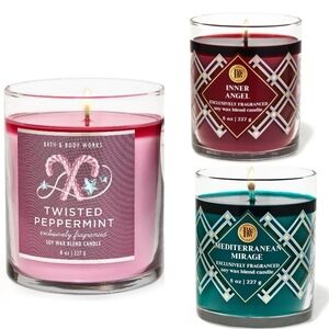 Bath & Body Works twisted peppermint inner angel mediterranean mirage candles